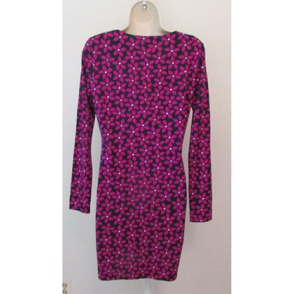 DVF Diane von Furstenberg Reina Floral check tunic dress pink purple navy new 8 - Picture 3 of 4